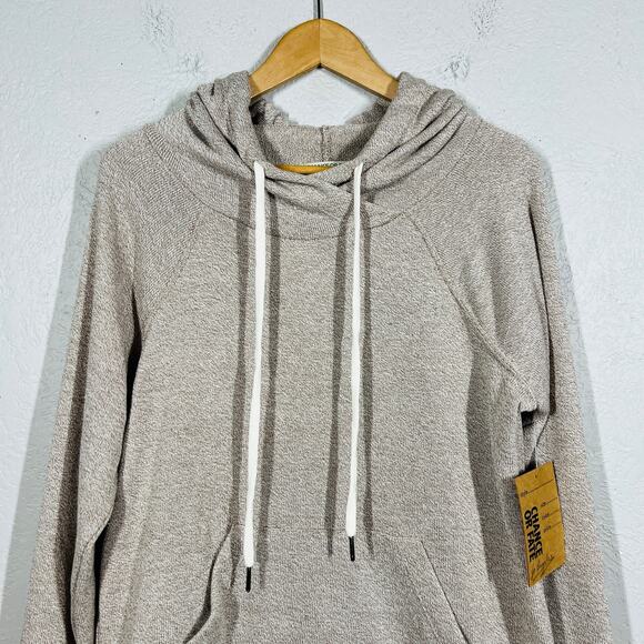 NEW! Chance or Fate LA Loose Knit Hooded Pullover Top Wheat Casual Handwarmer L - Picture 2 of 5
